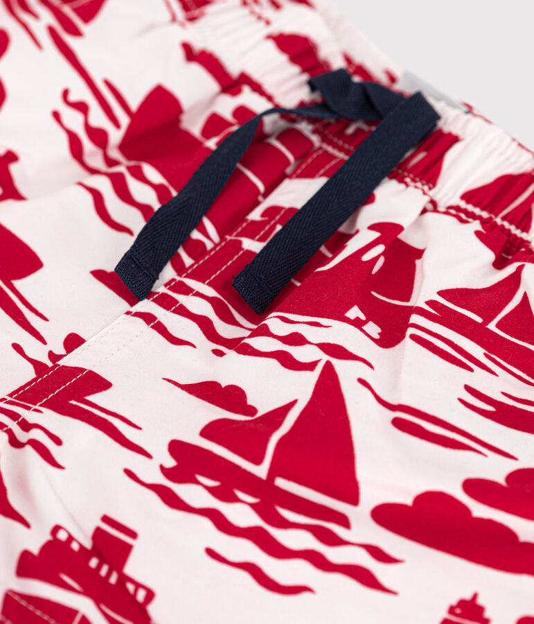 Babies' Recycled Fabric Swim Shorts Ecru/red