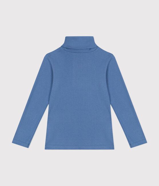 Cotton roll neck top for girls or boys BEACH blue