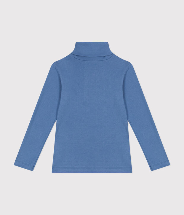 Cotton roll neck top for girls or boys blue