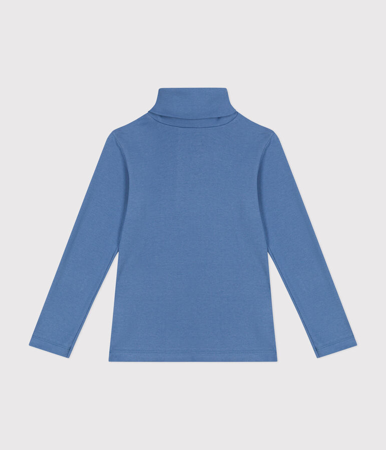 Cotton roll neck top for girls or boys blue