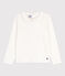 Girls' Long-Sleeved Cotton T-Shirt MARSHMALLOW white