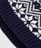 Children's woollen jacquard hat SOIR blue/MARSHMALLOW