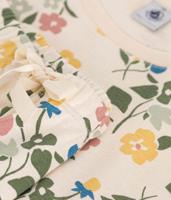 Women's Floral-pattern Cotton Pyjama Shorts and T-shirt AVALANCHE white/MULTICO