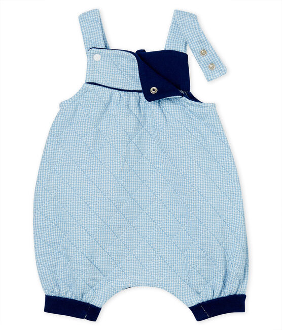 Babies' Quilted Tube-Knit Dungaree Shorts ACIER blue/MARSHMALLOW white
