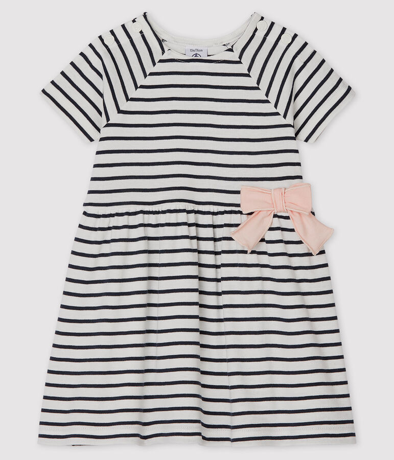 Baby Girls' Striped Short-Sleeved Dress white/blue