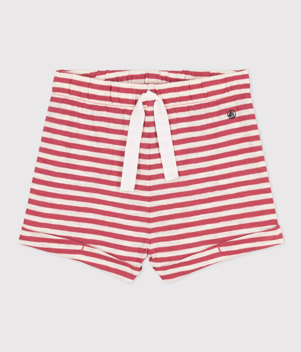Babies' Stripy Slub Jersey Shorts pink/ecru