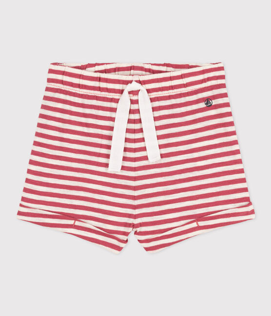 Babies' Stripy Slub Jersey Shorts PAPI pink/AVALANCHE beige