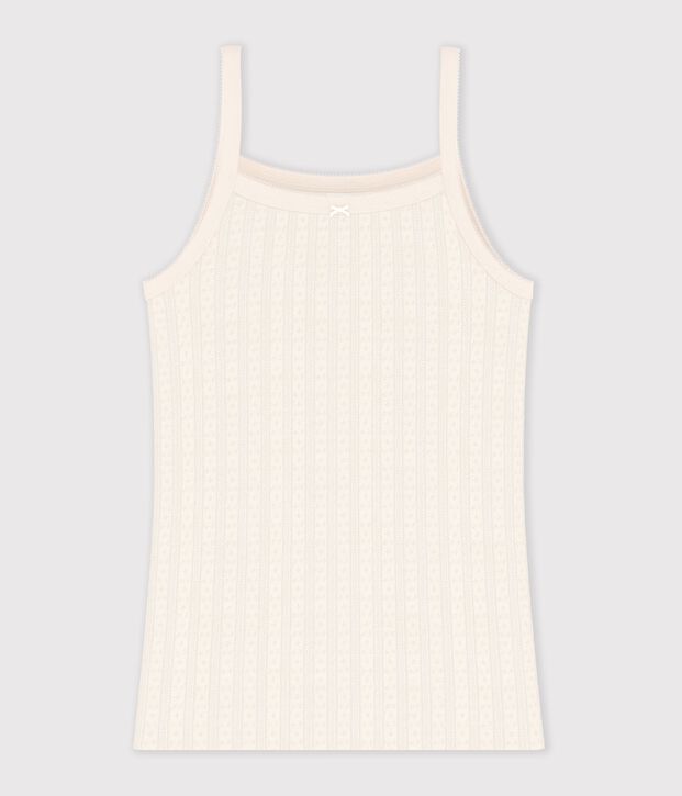 Women's strappy openwork cotton top MILK