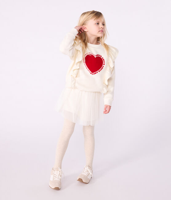 Children's printed cotton sweatshirt MILK Ecru