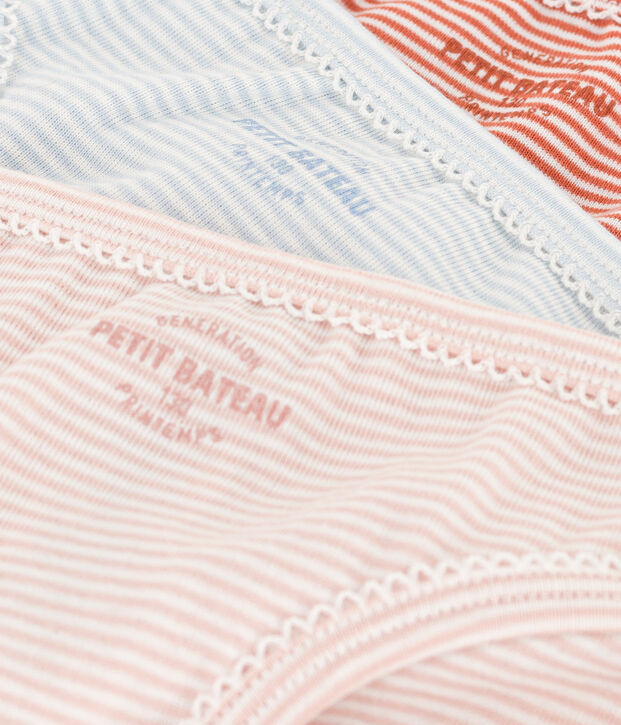 Girls' Pinstriped Cotton Briefs - 3-Pack multicolor