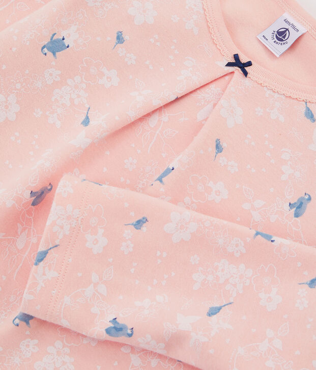 Girls' Pink Double-Sided Jersey Pyjamas with Penguin Print pink/multicolor