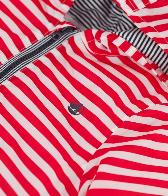 Babies' Warm Recycled Polyester Windbreaker PEPS red/MARSHMALLOW white