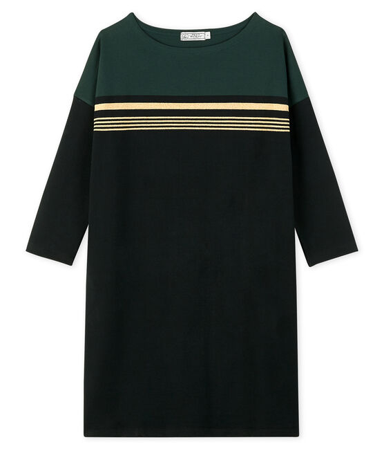 Women's Fashion Stripe Dress NOIR black/MULTICO white