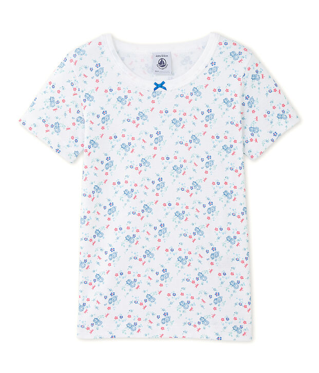 Girl's printed T-shirt white/blue/multicolor