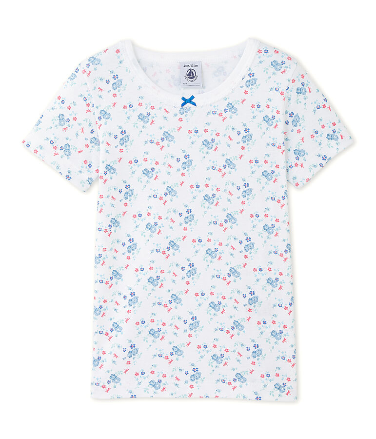 Girl's printed T-shirt white/blue/multicolor