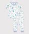 Children's printed cotton pyjamas with short sleeves and long legs white/multicolor