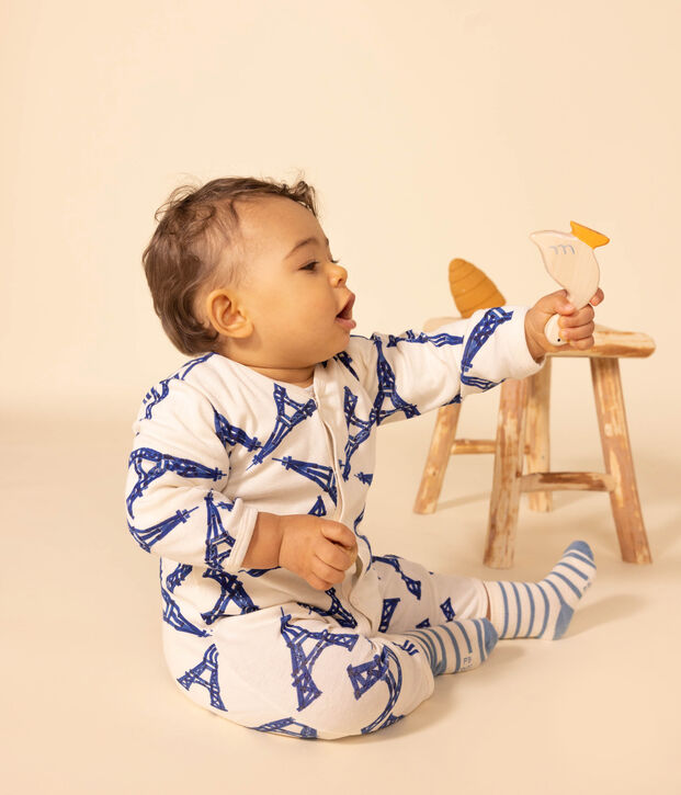 Babies' Cotton Paris Themed Pyjamas Ecru/multicolor