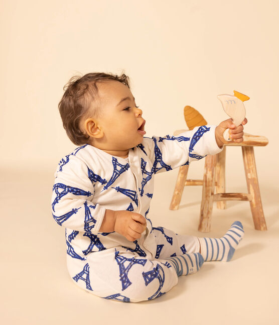Babies' Cotton Paris Themed Pyjamas AVALANCHE white/MULTICO