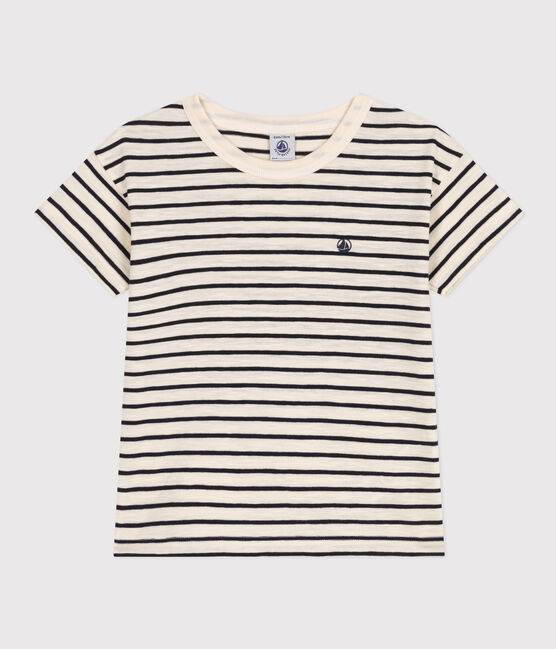 Boys' Stripy Slub Jersey T-shirt AVALANCHE white/SMOKING blue