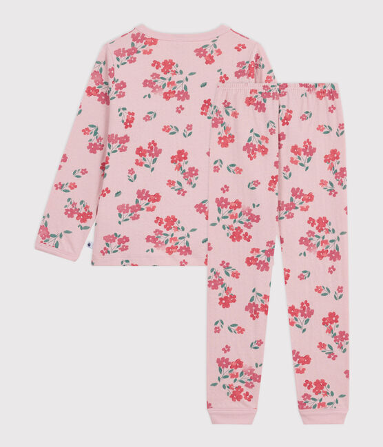 Children's floral printed tube knit pyjamas JOLI pink/MULTICO white