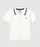 Babies' Short-Sleeved Cotton Polo Shirt MARSHMALLOW white