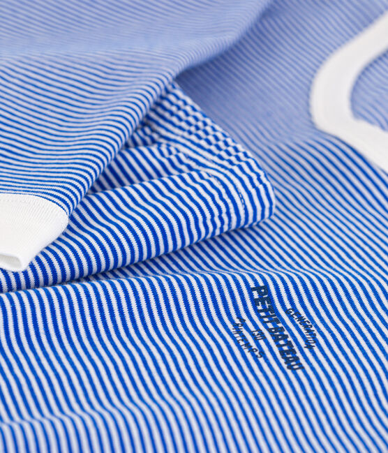 Children's Unisex Pinstriped Cotton Pyjamas PERSE blue/MARSHMALLOW white