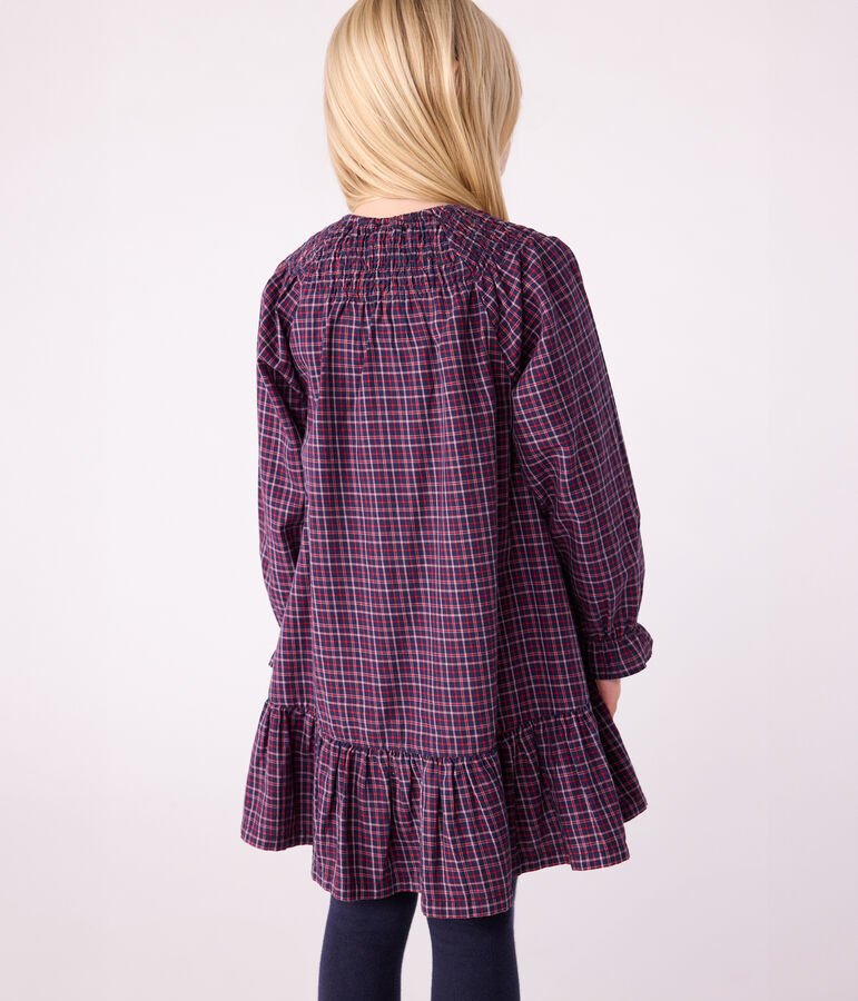 Children's long-sleeved checked flannel dress blue/multicolor