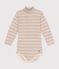Babies' long-sleeved rollneck cotton bodysuit AVALANCHE white/MULTICO