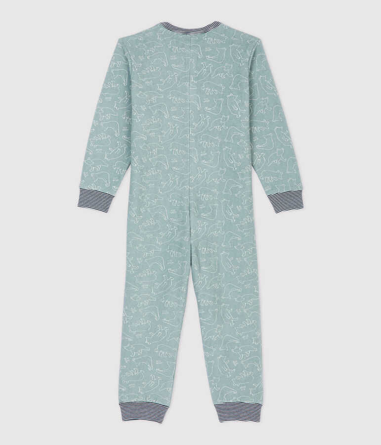 Unisex Bear Brushed Terry Towelling Jumpsuit SEDUMBLUE /MARSHMALLOW