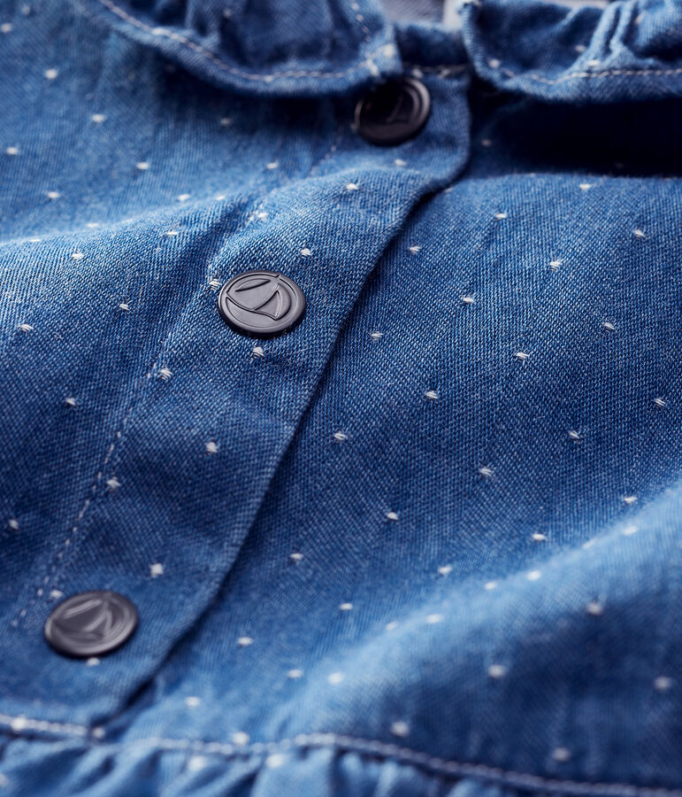 Baby Girls' Light Denim Spotted Dress DENIM CLAIR blue