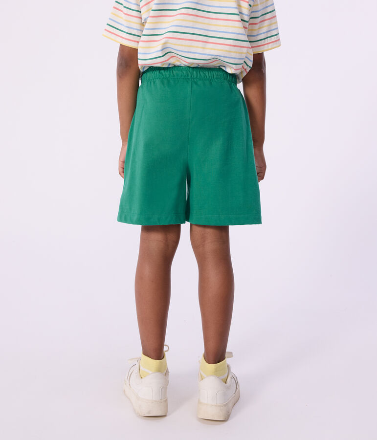 Children's Bermuda shorts in plain cotton green