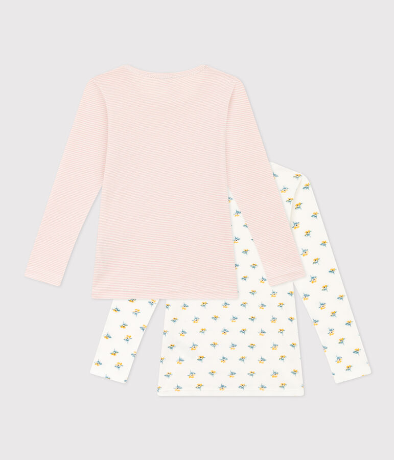 Girls' Flower Long-Sleeved Cotton T-Shirts - 2-Pack multicolor