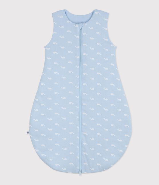 Babies' 2.5 TOG whale print cotton sleeping bag TOUDOU blue/MARSHMALLOW white