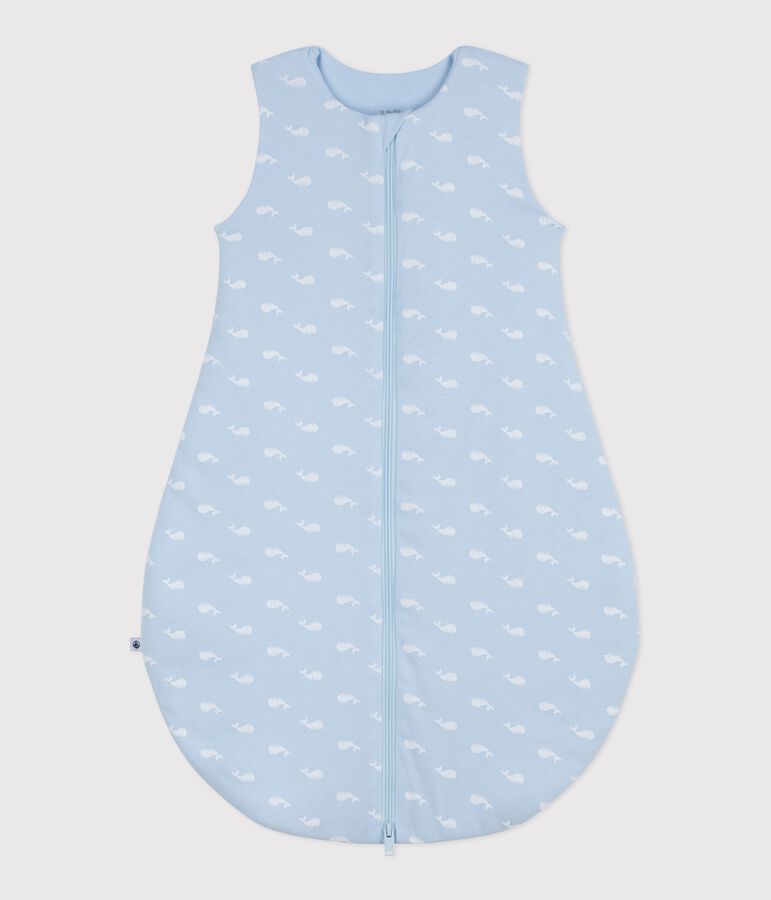 Babies' 2.5 TOG whale print cotton sleeping bag blue/white