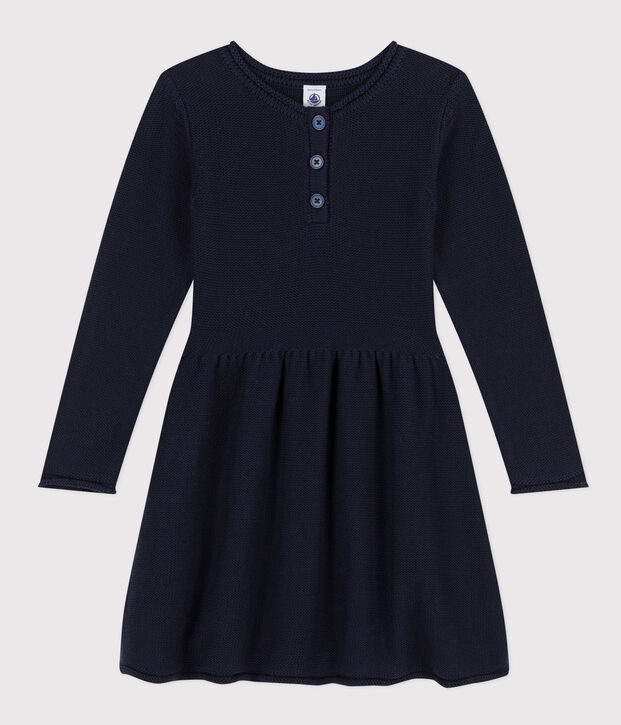Girls' long-sleeved knit dress blue