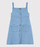 Girls' Denim Fleece Dungaree Dress DENIM CLAIR blue