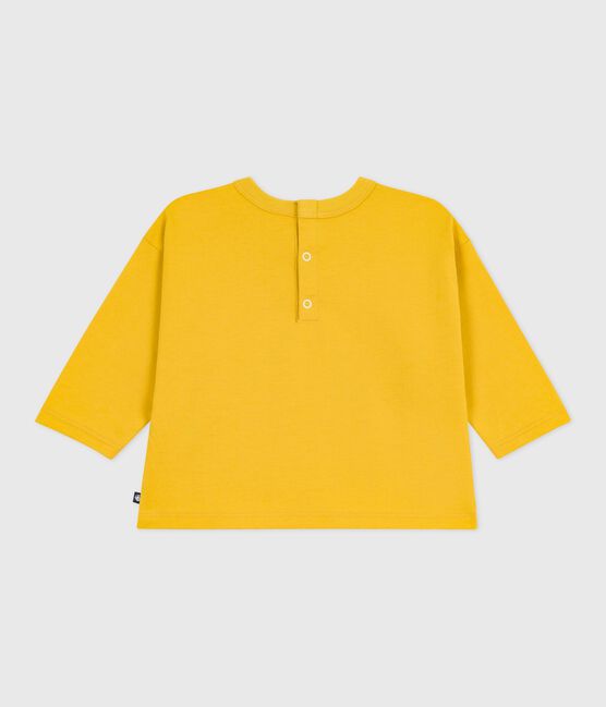 Babies' long-sleeved T-shirt with a cat design NAPLES yellow