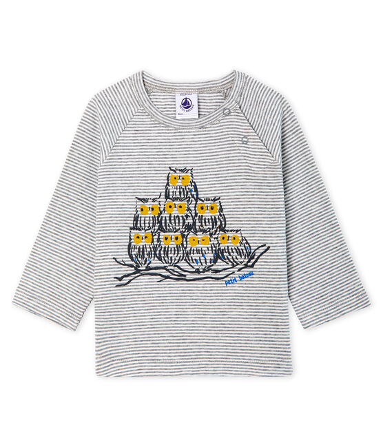 Baby Boys' Long-Sleeved Pinstriped T-Shirt SUBWAY grey/MARSHMALLOW white