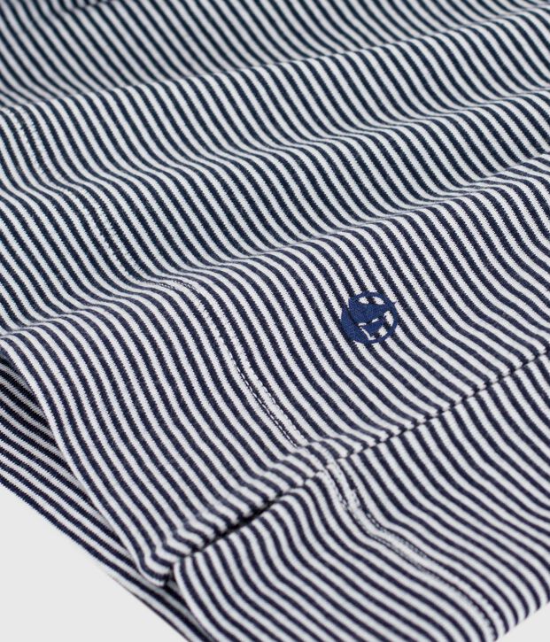 Women's short-sleeved striped cotton nightdress blue/white