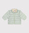 Babies' printed  puffer jacket with a retractable hood HERBIER green/MULTICO white