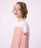 Children's stripy cotton Breton top MARSHMALLOW white/SPICY