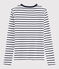 Women's iconic round neck T-shirt MARSHMALLOW white/SMOKING blue