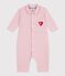 Babies' long, plain overall-style cotton playsuit JOLI pink