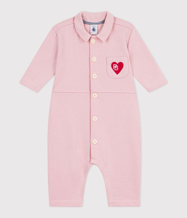 Babies' long, plain overall-style cotton playsuit JOLI