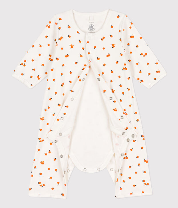 Printed Cotton Bodyjama white/ORANGE