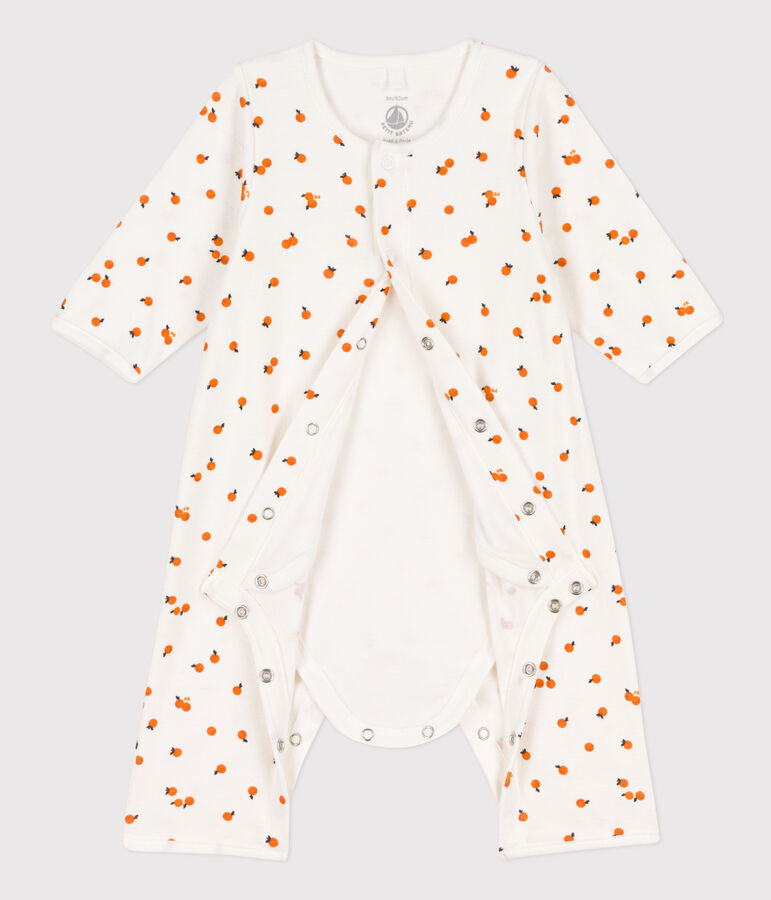 Printed Cotton Bodyjama white/ORANGE