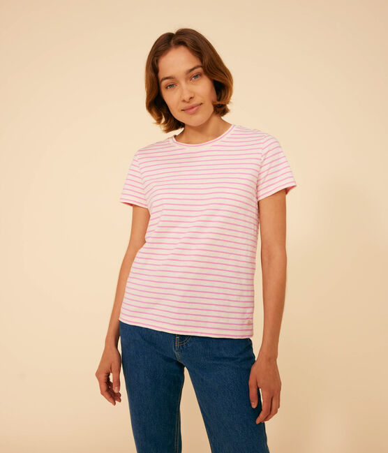Women's Straight Round-Neck Cotton T-Shirt AVALANCHE /SHOCKING