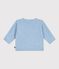 Babies' wool and cotton openwork knit wrapover top FLO blue