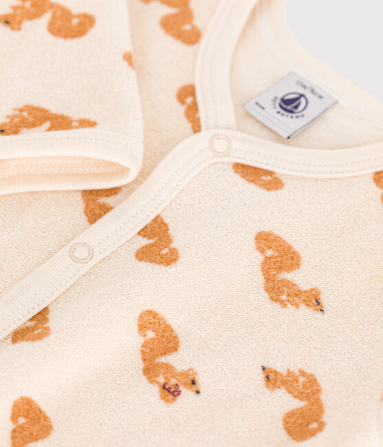Babies' squirrel print footless pyjamas in terry towelling AVALANCHE white/MULTICO