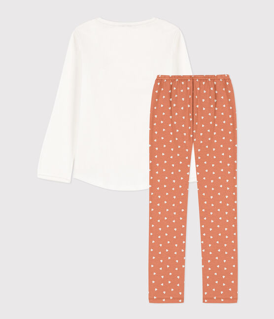 Girls' Cotton Pyjamas MARSHMALLOW white/MULTICO white